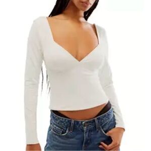 Free People intimately DUO Corset, Cami long sleeve ivory white top